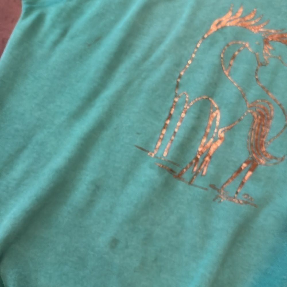 Vintage 1980S METALLIC HORSE Couple SWEATSHIRT Turquoise Hanes Large‌ - Picture 8 of 10